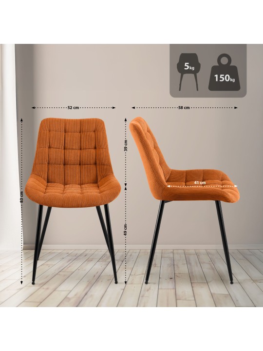 Silla de comedor Sardna Cord, naranja