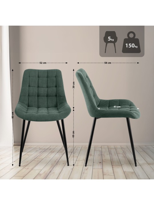 Silla de comedor Sardna Cord, verde