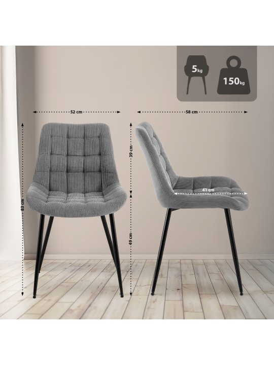 Silla de comedor Sardna Cord, gris