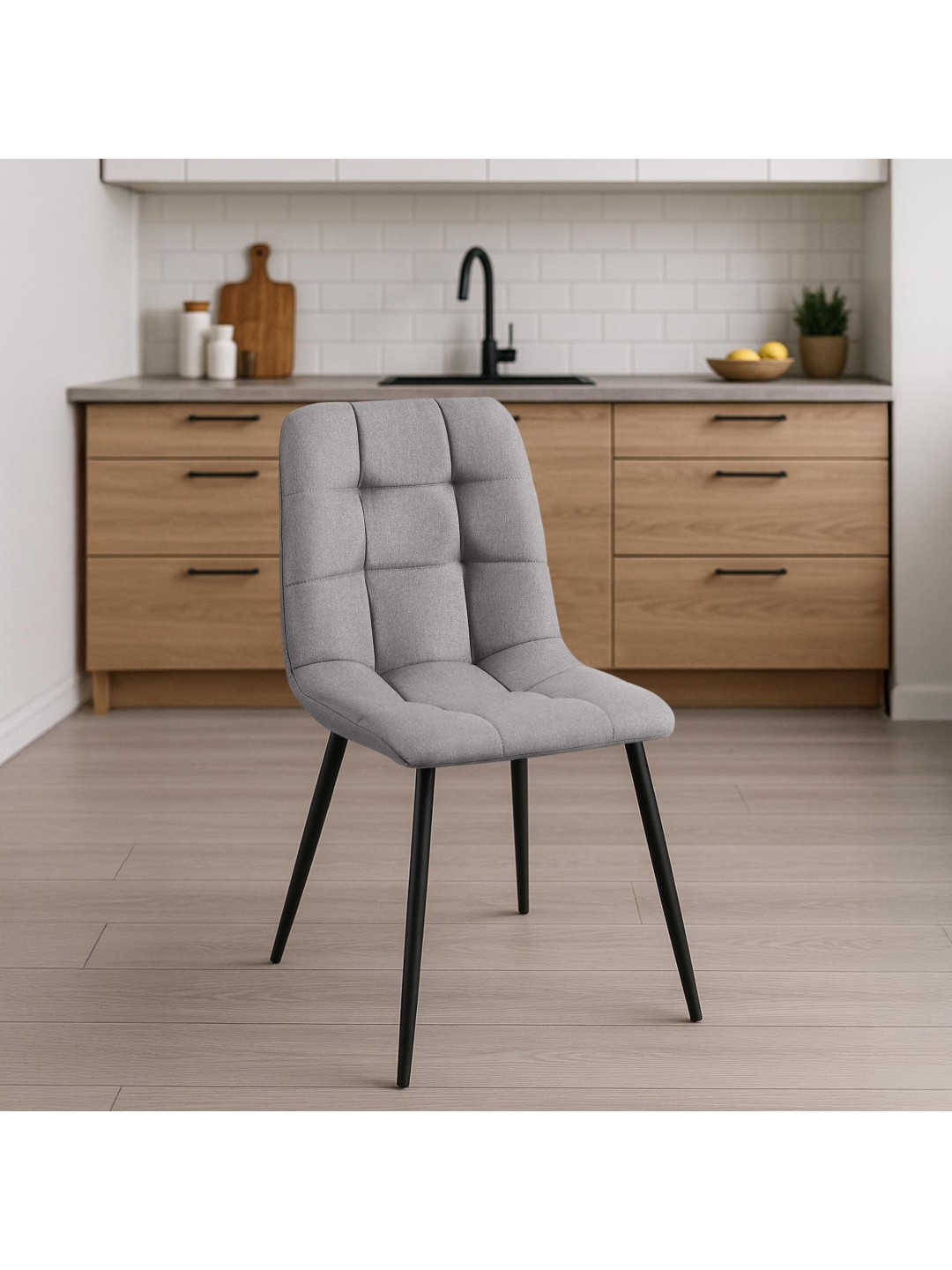 Silla de comedor tela Antibes, gris claro