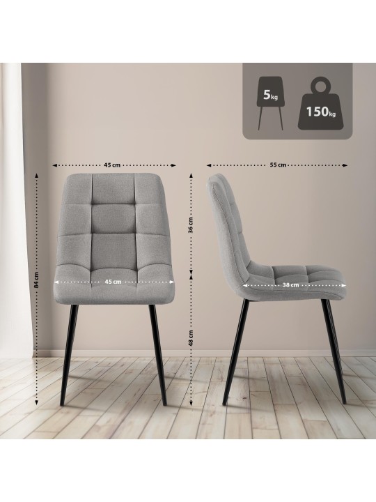 Silla de comedor tela Antibes, gris claro