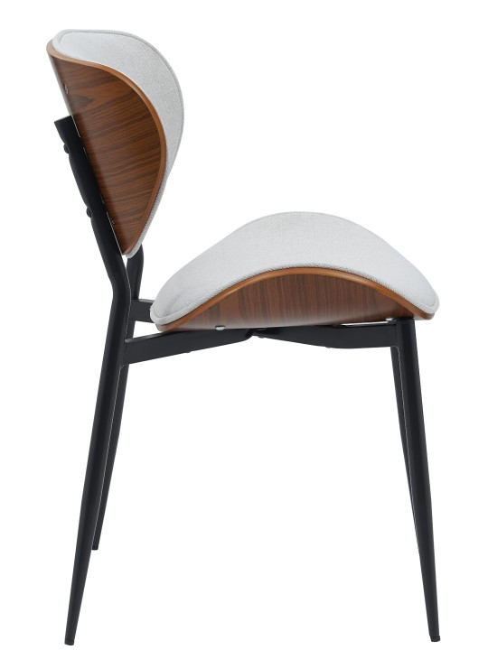 Juego de 2 sillas de comedor tela Enid, nogal/crema