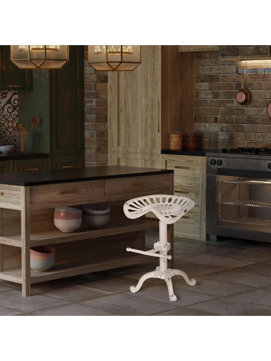 Taburete de bar Butch, blanco antiguo