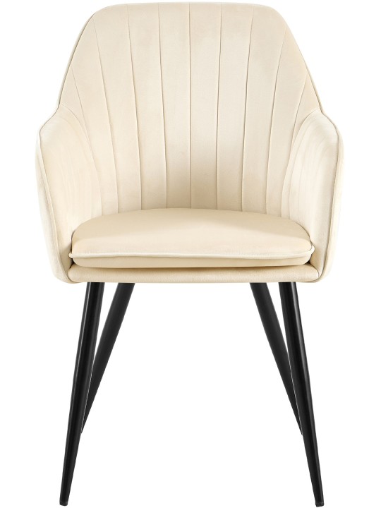 Silla de comedor Cheryl terciopelo, crema
