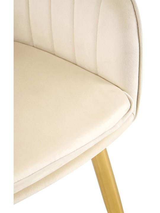 Silla de comedor Cheryl terciopelo dorado, crema