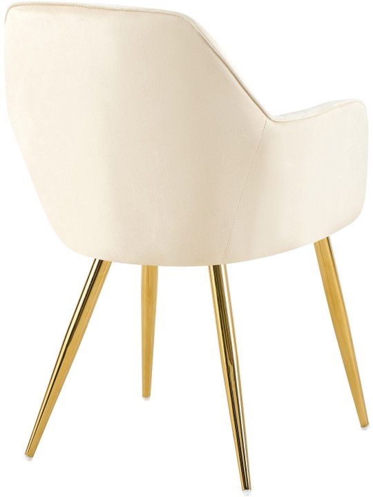 Silla de comedor Cheryl terciopelo dorado, crema