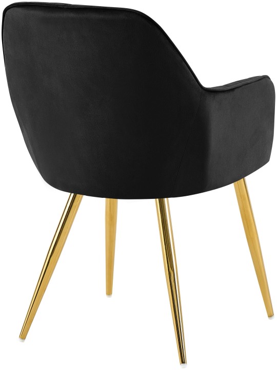 Silla de comedor Cheryl terciopelo dorado, negro