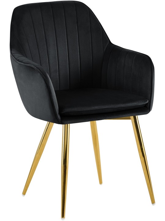 Silla de comedor Cheryl terciopelo dorado, negro