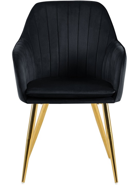 Silla de comedor Cheryl terciopelo dorado, negro
