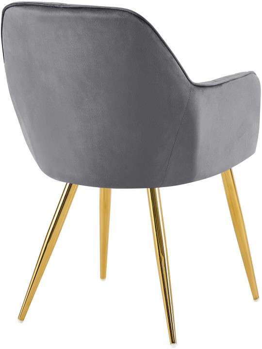 Silla de comedor Cheryl terciopelo dorado, gris oscuro