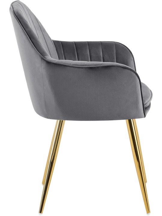 Silla de comedor Cheryl terciopelo dorado, gris oscuro