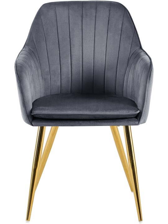 Silla de comedor Cheryl terciopelo dorado, gris oscuro