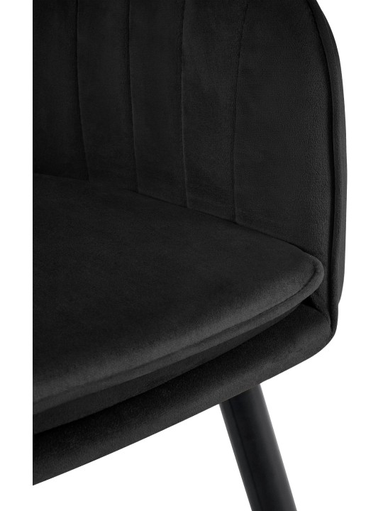 Silla de comedor Cheryl terciopelo, negro