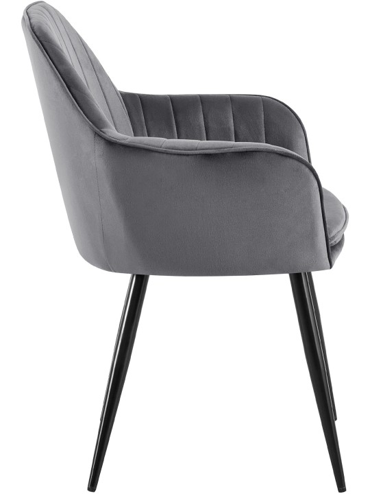 Silla de comedor Cheryl terciopelo, gris oscuro
