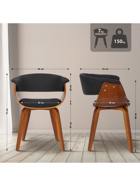 Silla Bruce tela nogal, negro Silla Bruce tela nogal, negro