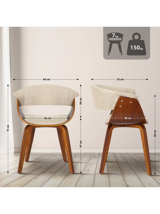 Silla Bruce tela nogal, crema Silla Bruce tela nogal, crema