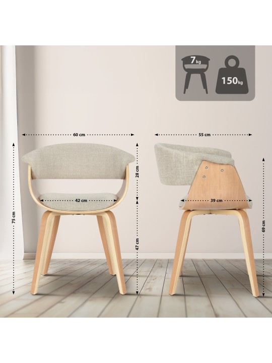 Silla Bruce tela natural, crema Silla Bruce tela natural, crema