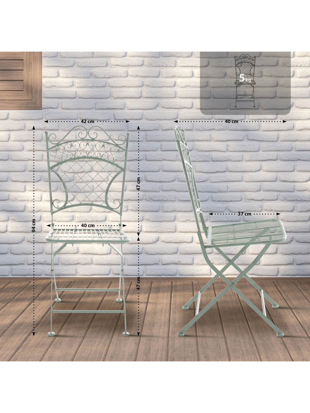Silla de jardín Adelar, verde antiguo