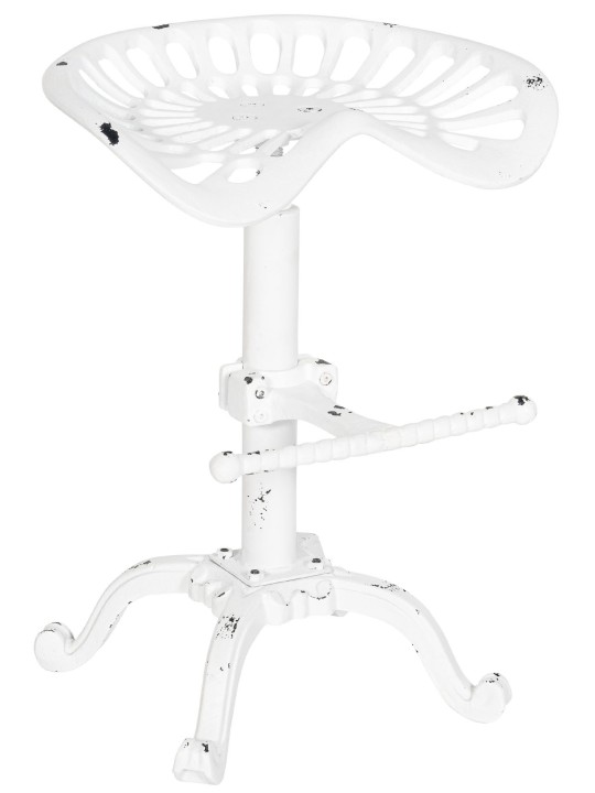 Juego de 2 taburetes de bar Butch, blanco antiguo Juego de 2 taburetes de bar Butch, blanco antiguo