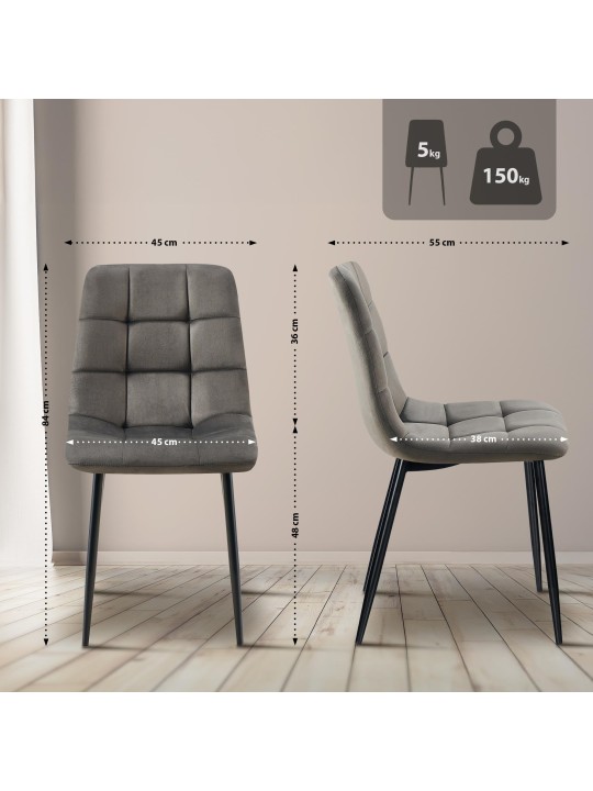 Juego de 4 sillas de comedor Antibes, antracita