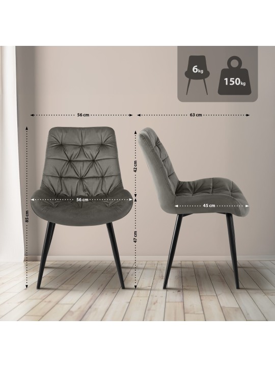 Silla de comedor de terciopelo Rossford, antracita