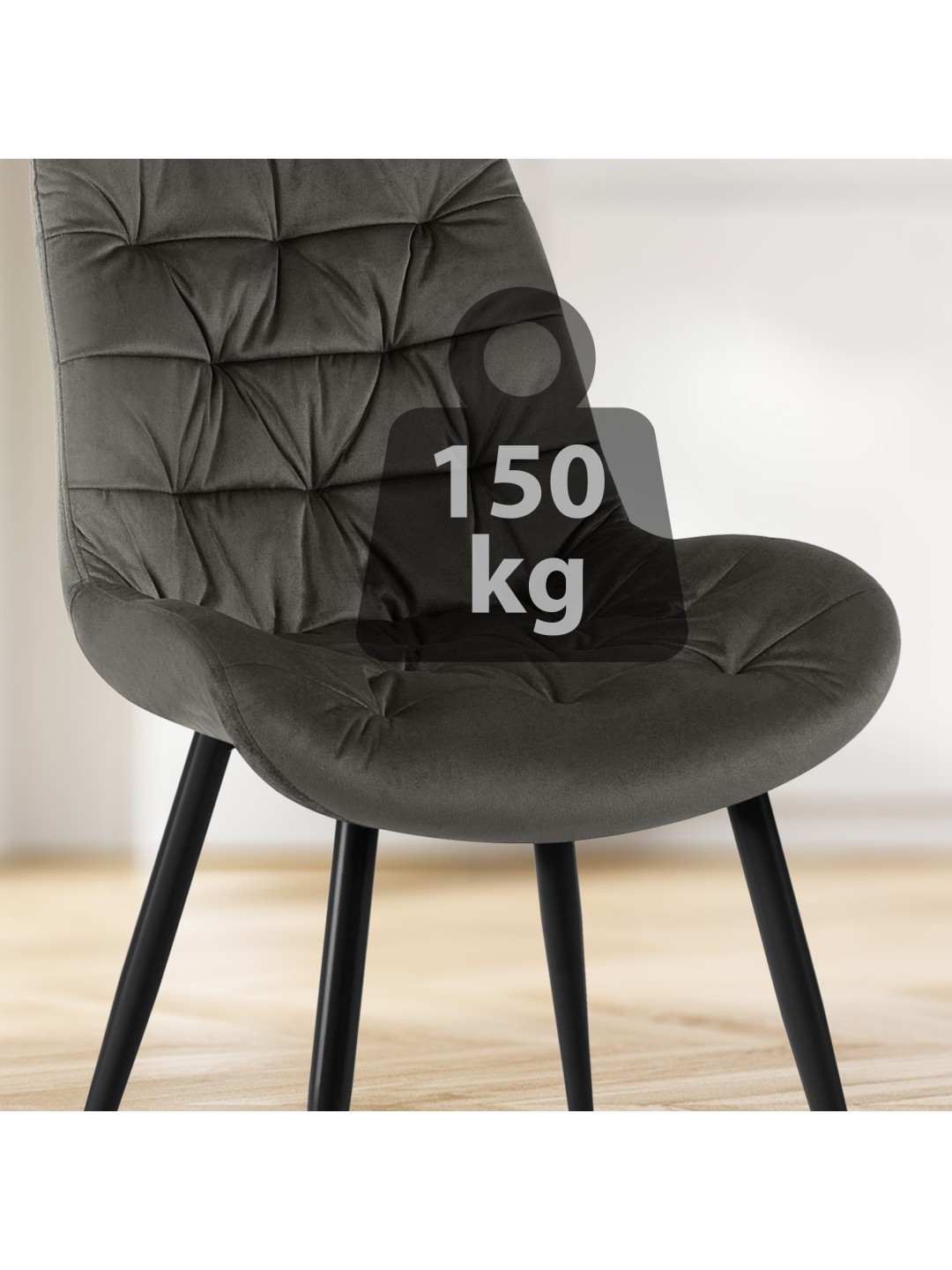 Silla de comedor de terciopelo Rossford, antracita