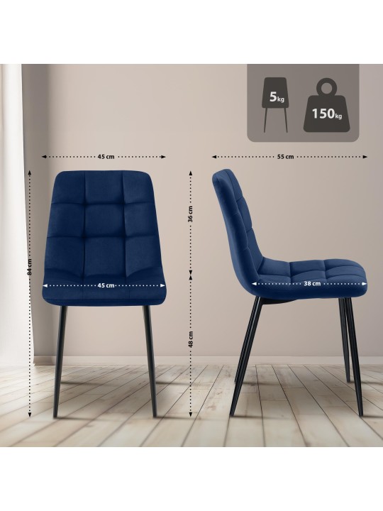 Silla de comedor Tilde terciopelo, azul