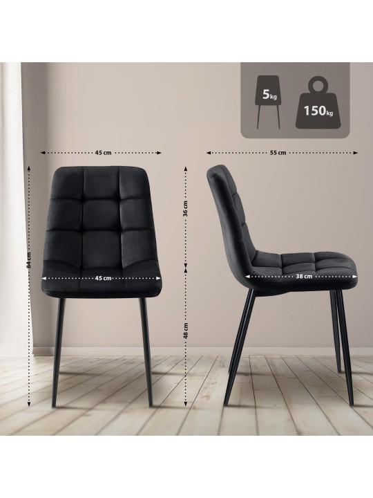 Silla de comedor Tilde terciopelo, negro