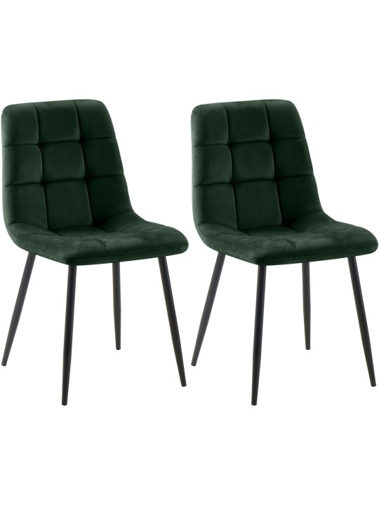 Juego de 2 sillas de comedor Tilde terciopelo, verde
