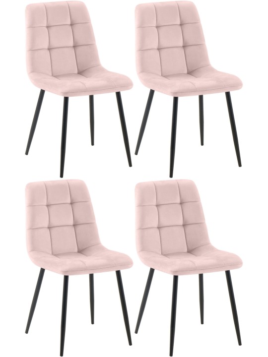 Juego de 4 sillas de comedor Tilde terciopelo, rosa