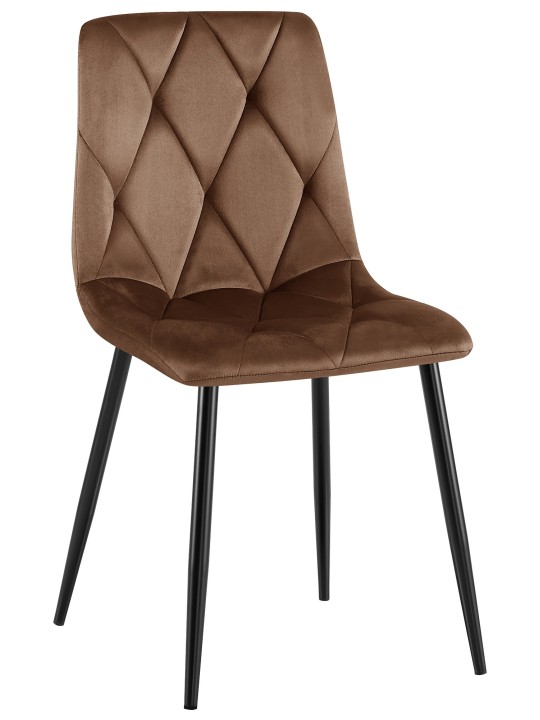 Silla de comedor de terciopelo Clairton, marrón