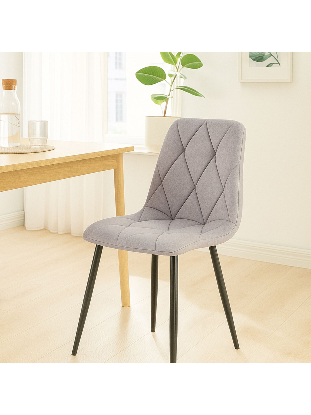 Silla de comedor tela Clairton, gris claro