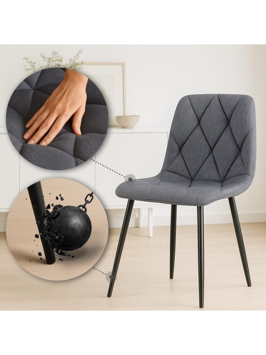 Silla de comedor tela Clairton, gris oscuro