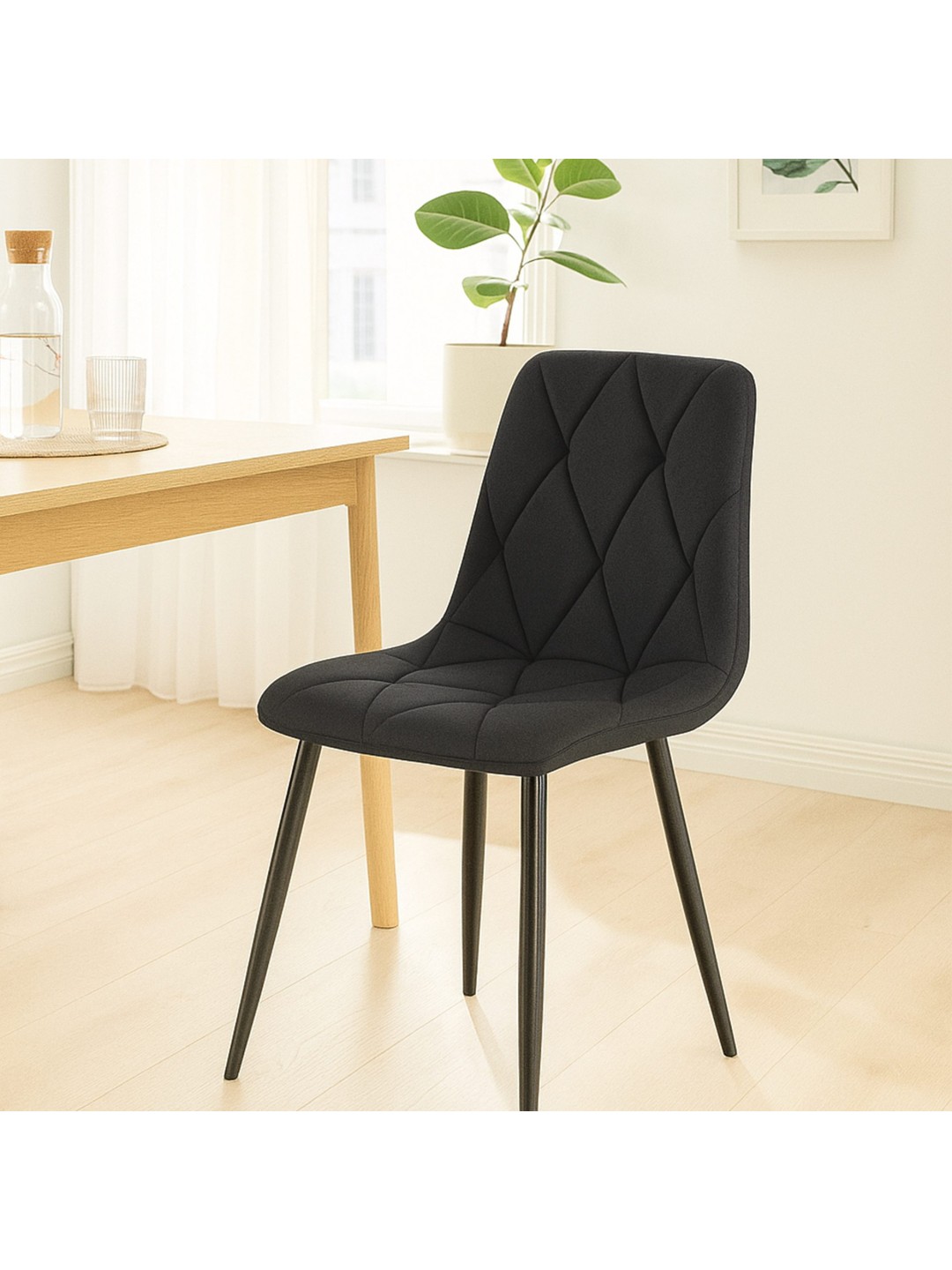Silla de comedor tela Clairton, negro