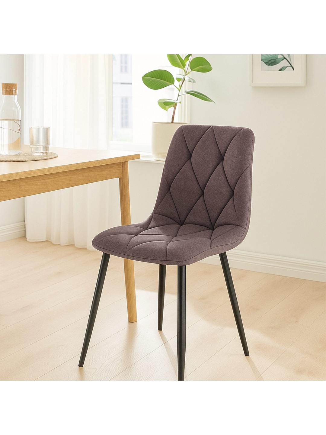 Silla de comedor tela Clairton, marrón