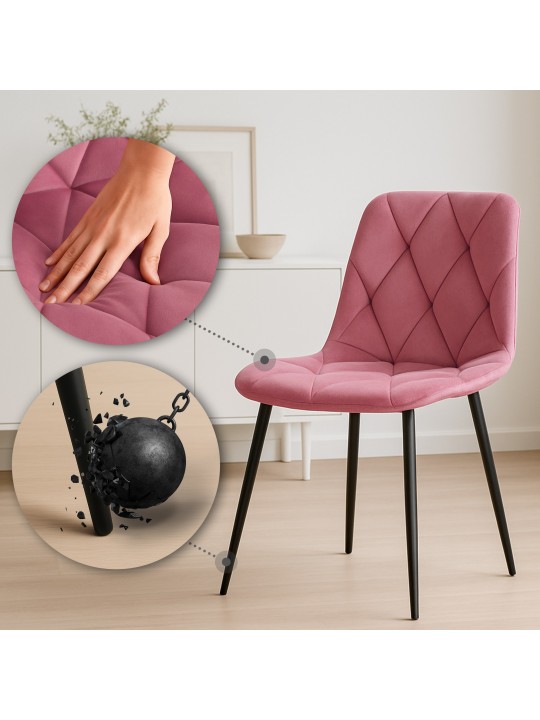 Juego de 2 sillas de comedor Terciopelo Clairton, rosa