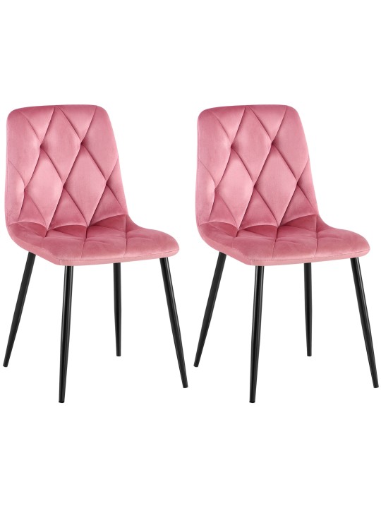 Juego de 2 sillas de comedor Terciopelo Clairton, rosa
