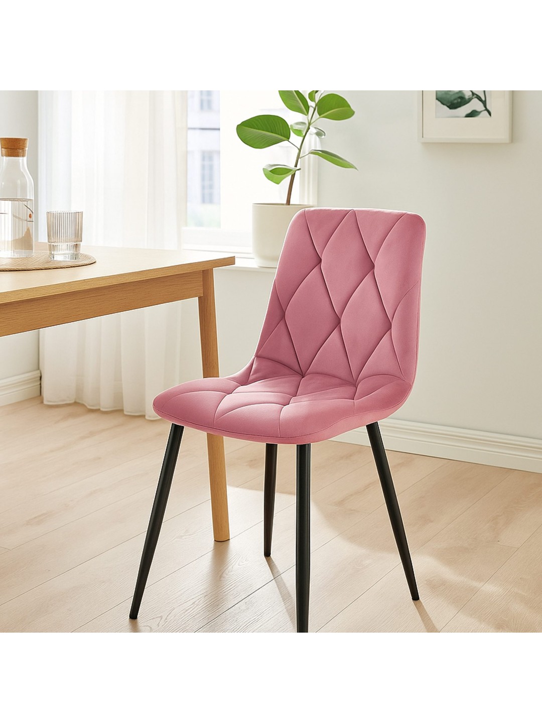 Juego de 2 sillas de comedor Terciopelo Clairton, rosa