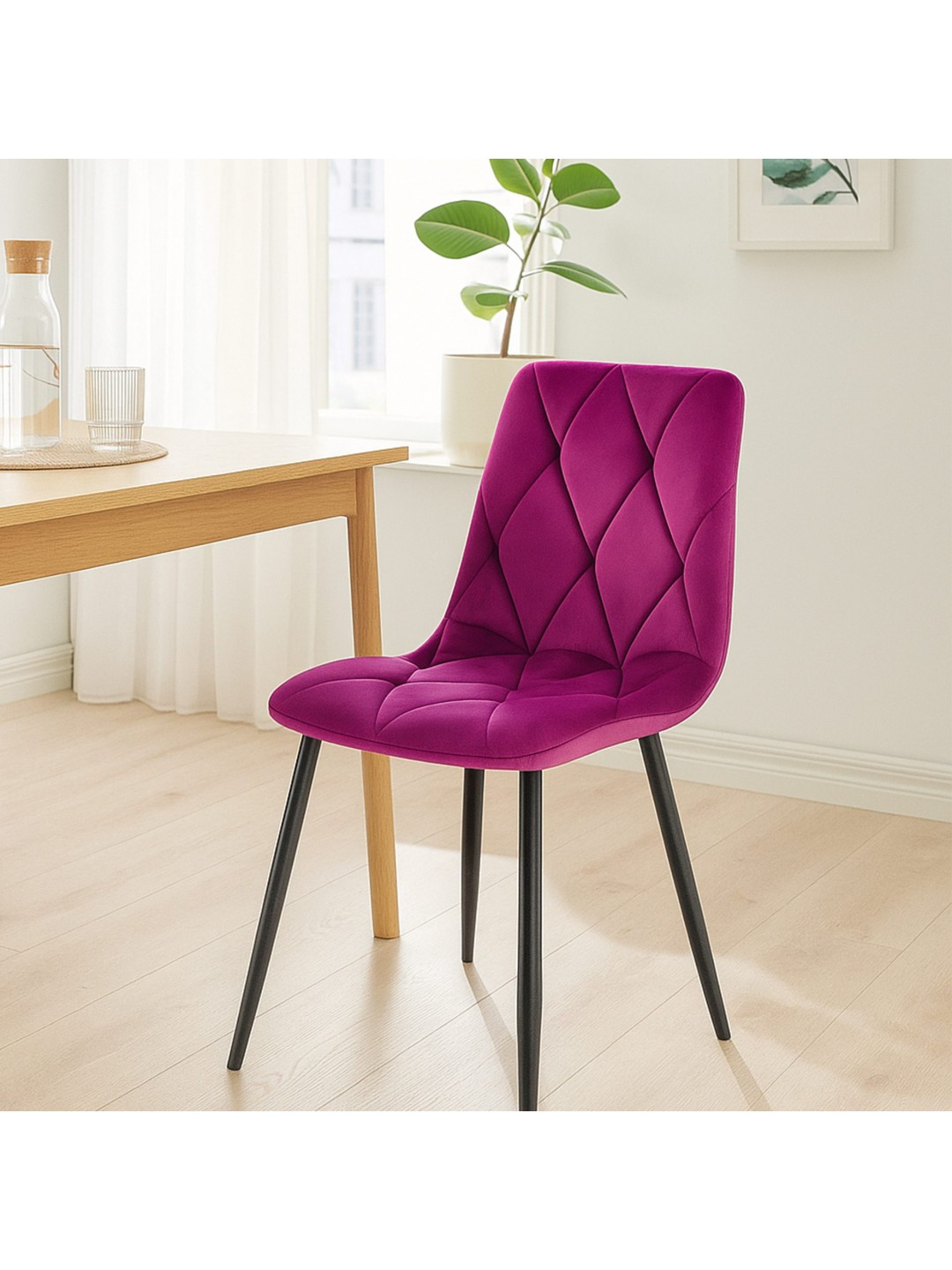 Juego de 2 sillas de comedor Terciopelo Clairton, lila