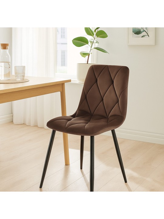 Juego de 2 sillas de comedor Terciopelo Clairton, marrón
