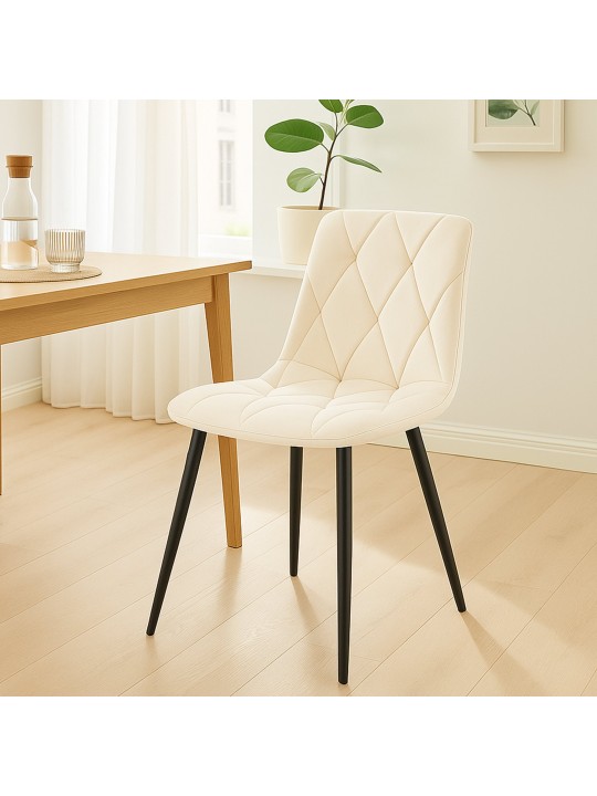 Silla de comedor de terciopelo Clairton, crema