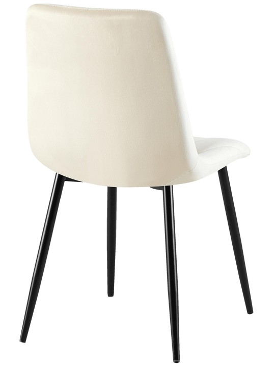 Silla de comedor de terciopelo Clairton, crema