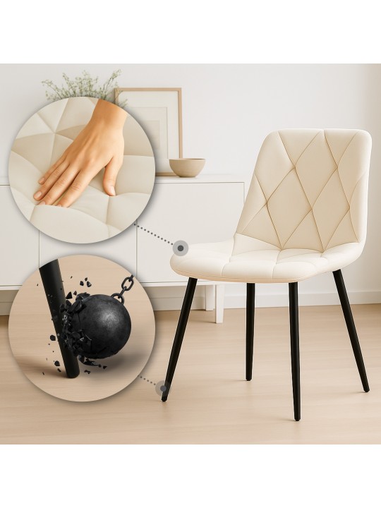 Silla de comedor de terciopelo Clairton, crema