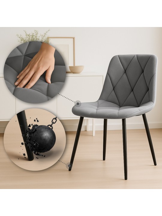 Silla de comedor de terciopelo Clairton, gris oscuro