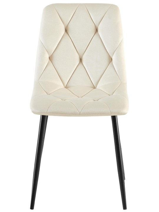 Juego de 2 sillas de comedor Terciopelo Clairton, crema