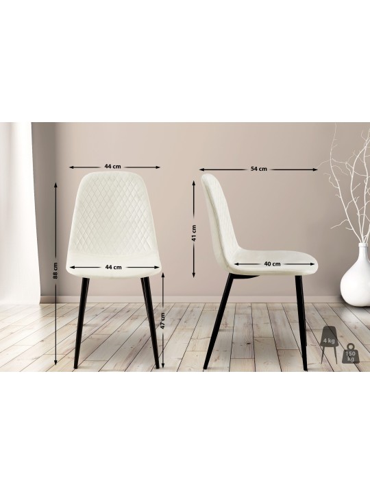 Silla Giverny terciopelo, blanco crema