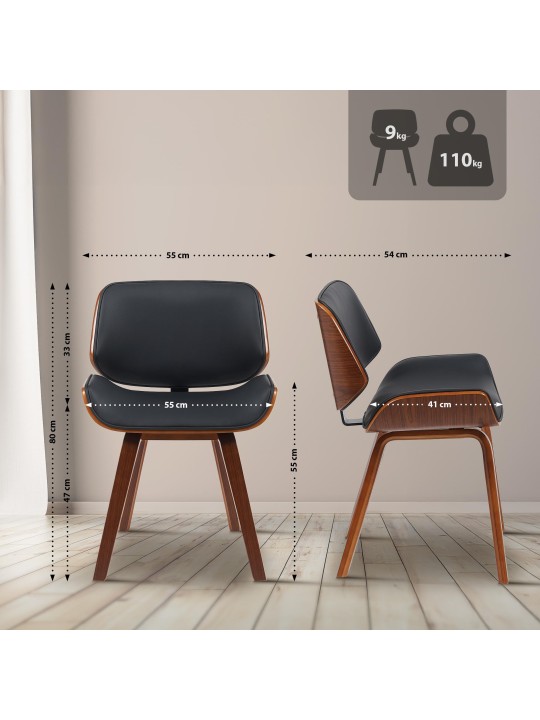 Silla de visita Beverly piel sintética, nogal/negro