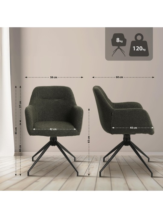 Silla de comedor Merlinda tela Teddy, verde oscuro