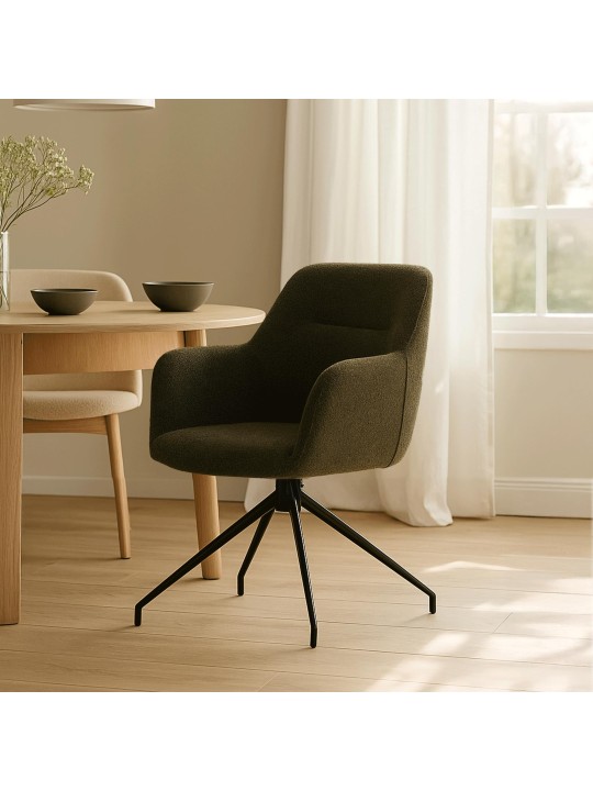 Silla de comedor Merlinda tela Teddy, verde oscuro