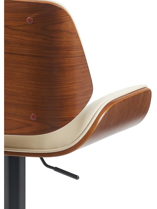 Taburete de bar Beverly B piel sintética, nogal/crema